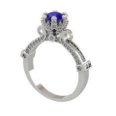 Kraliyet Tektaş Yüzük - Lab safir ve pırlanta 925 ayar gümüş yüzük (1.034 karat) #o7vvuq