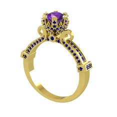 Kraliyet Tektaş Yüzük - Ametist ve lab safir 925 ayar altın kaplama gümüş yüzük #ozqw3k