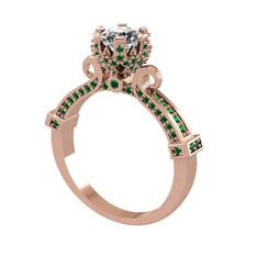 Kraliyet Tektaş Yüzük - Beyaz zirkon ve yeşil kuvars 925 ayar rose altın kaplama gümüş yüzük #qqu538