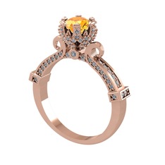 Sitrin ve pırlanta 18 ayar rose altın yüzük (1.034 karat)