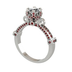Kraliyet Tektaş Yüzük - Beyaz zirkon ve garnet 18 ayar beyaz altın yüzük #v9kvr2