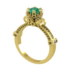 Kraliyet Tektaş Yüzük - Kök zümrüt ve peridot 8 ayar altın yüzük #vzh6g9