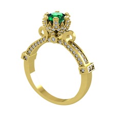 Kraliyet Tektaş Yüzük - Yeşil kuvars ve beyaz zirkon 8 ayar altın yüzük #vzrqj5