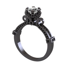 Swarovski ve siyah zirkon 925 ayar siyah rodyum kaplama gümüş yüzük