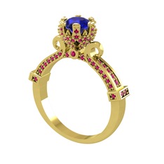Kraliyet Tektaş Yüzük - Lab safir ve rodolit garnet 18 ayar altın yüzük #zypayc