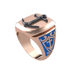 Runa Çapa Yüzük - 925 ayar siyah rodyum kaplama gümüş yüzük (Mavi mineli) #10gj7fk