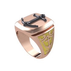 925 ayar siyah rodyum kaplama gümüş yüzük (Sarı mineli)