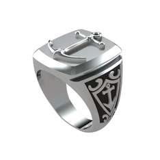 Runa Çapa Yüzük - 8 ayar beyaz altın yüzük (Siyah mineli) #1cakob1