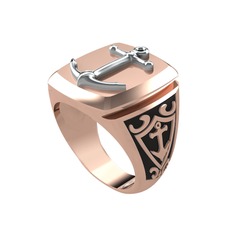 Runa Çapa Yüzük - 14 ayar beyaz altın yüzük (Siyah mineli) #1cmb0hf