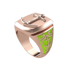 14 ayar rose altın yüzük (Neon yeşil mineli)