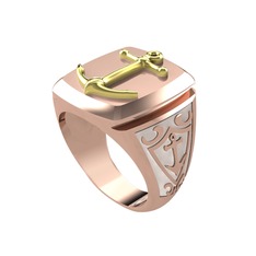 Runa Çapa Yüzük - 8 ayar altın yüzük (Beyaz mineli) #1f6xmb