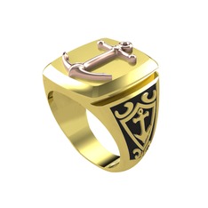 18 ayar rose altın yüzük (Siyah mineli)