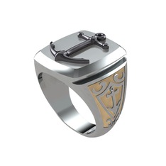 925 ayar siyah rodyum kaplama gümüş yüzük (Ekru mineli)