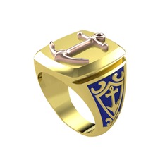 18 ayar rose altın yüzük (Lacivert mineli)