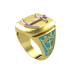 18 ayar rose altın yüzük (Turkuaz mineli)