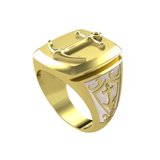 Runa Çapa Yüzük - 925 ayar altın kaplama gümüş yüzük (Beyaz mineli) #1o6qv2r
