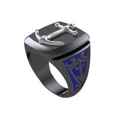 Runa Çapa Yüzük - 14 ayar beyaz altın yüzük (Lacivert mineli) #1p94k2k