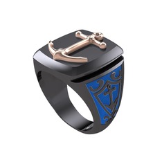 Runa Çapa Yüzük - 14 ayar rose altın yüzük (Mavi mineli) #1sdxpkz