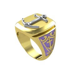 Runa Çapa Yüzük - 14 ayar beyaz altın yüzük (Menekşe mineli) #1t3gpf3