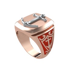 8 ayar beyaz altın yüzük (Kırmızı mineli)