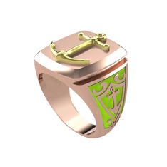 18 ayar altın yüzük (Neon yeşil mineli)