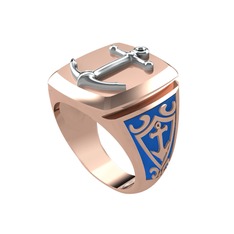 14 ayar beyaz altın yüzük (Mavi mineli)