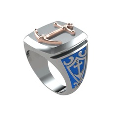 18 ayar rose altın yüzük (Mavi mineli)