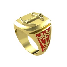 Runa Çapa Yüzük - 925 ayar altın kaplama gümüş yüzük (Kırmızı mineli) #7wlap8