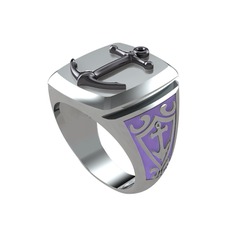 925 ayar siyah rodyum kaplama gümüş yüzük (Menekşe mineli)