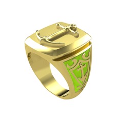 Runa Çapa Yüzük - 925 ayar altın kaplama gümüş yüzük (Neon yeşil mineli) #8wryas