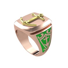 Runa Çapa Yüzük - 8 ayar altın yüzük (Yeşil mineli) #bmwsgz