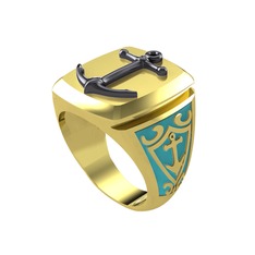 925 ayar siyah rodyum kaplama gümüş yüzük (Turkuaz mineli)