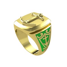 8 ayar altın yüzük (Yeşil mineli)