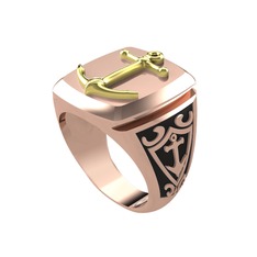 Runa Çapa Yüzük - 925 ayar altın kaplama gümüş yüzük (Siyah mineli) #e3r961