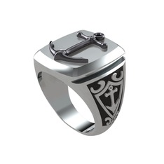 Runa Çapa Yüzük - 925 ayar siyah rodyum kaplama gümüş yüzük (Siyah mineli) #hlsxtu