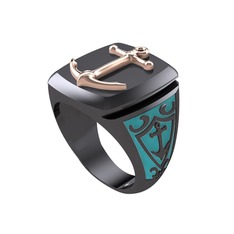 Runa Çapa Yüzük - 14 ayar rose altın yüzük (Turkuaz mineli) #puos1n