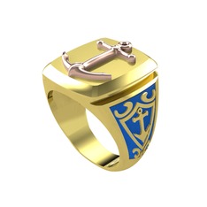 Runa Çapa Yüzük - 925 ayar rose altın kaplama gümüş yüzük (Mavi mineli) #q9pou8