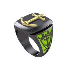 Runa Çapa Yüzük - 18 ayar altın yüzük (Neon yeşil mineli) #wuv1rt