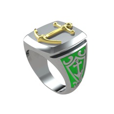 Runa Çapa Yüzük - 925 ayar altın kaplama gümüş yüzük (Yeşil mineli) #xvgasn