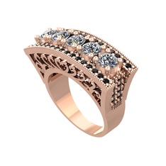 Adalan Yüzük - Pırlanta ve siyah zirkon 14 ayar rose altın yüzük (1.75 karat) #10tlyx7
