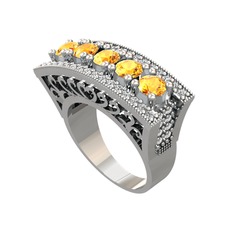 Adalan Yüzük - Sitrin ve swarovski 14 ayar beyaz altın yüzük #119xzqj