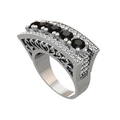 Siyah zirkon ve beyaz zirkon 925 ayar gümüş yüzük