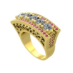 Pırlanta ve rodolit garnet 14 ayar altın yüzük (1.75 karat)
