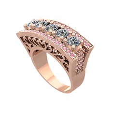 Adalan Yüzük - Pırlanta ve pembe kuvars 14 ayar rose altın yüzük (1.75 karat) #14x8zlj