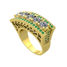 Adalan Yüzük - Pırlanta ve yeşil kuvars 18 ayar altın yüzük (1.75 karat) #17yucqh