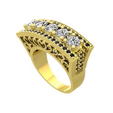 Adalan Yüzük - Swarovski ve siyah zirkon 14 ayar altın yüzük #1aln8a1