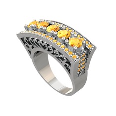 Adalan Yüzük - Sitrin 18 ayar beyaz altın yüzük #1gtnfor