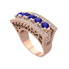 Lab safir ve swarovski 18 ayar rose altın yüzük