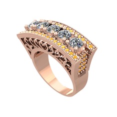 Pırlanta ve sitrin 8 ayar rose altın yüzük (1.75 karat)