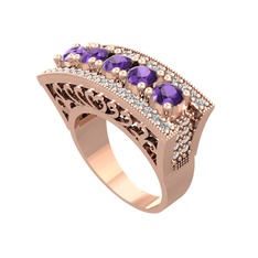 Adalan Yüzük - Ametist ve swarovski 925 ayar rose altın kaplama gümüş yüzük #1lsw8nu